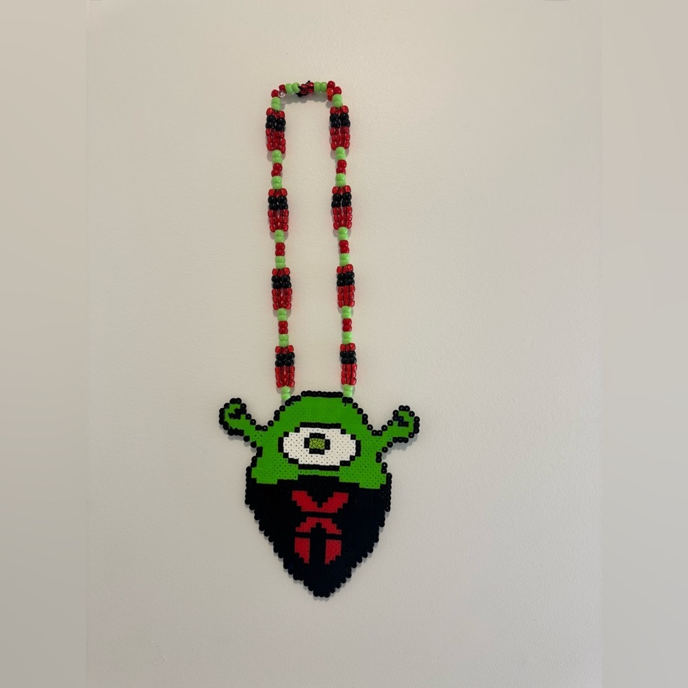 Shrek Excision Subtronics Cyclops Perler Necklace Rave Kandi EDM EDC Handmade